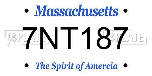 7NT187 Massachusetts License Plate