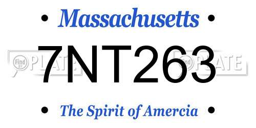 7NT263 Massachusetts License Plate