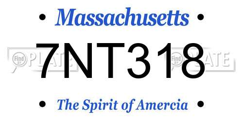 7NT318 Massachusetts License Plate