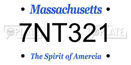 7NT321 Massachusetts License Plate