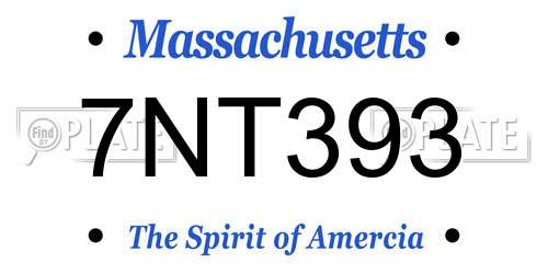 7NT393 Massachusetts License Plate