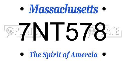 7NT578 Massachusetts License Plate