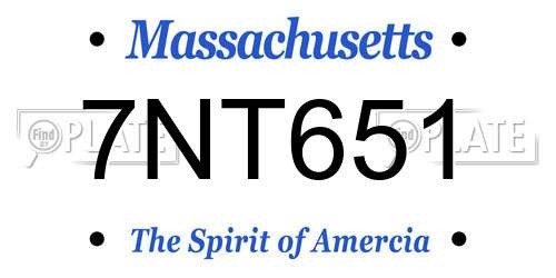7NT651 Massachusetts License Plate
