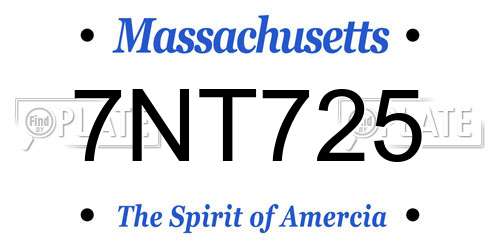 7NT725 Massachusetts License Plate