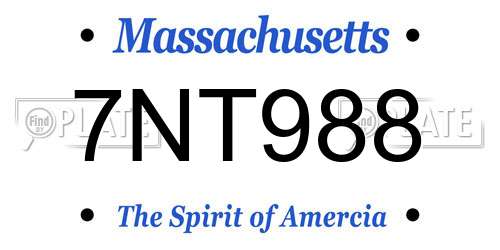 7NT988 Massachusetts License Plate