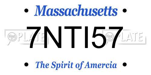 7NTI57 Massachusetts License Plate
