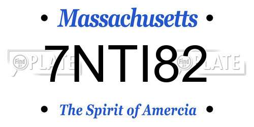 7NTI82 Massachusetts License Plate