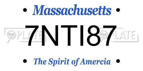 7NTI87 Massachusetts License Plate