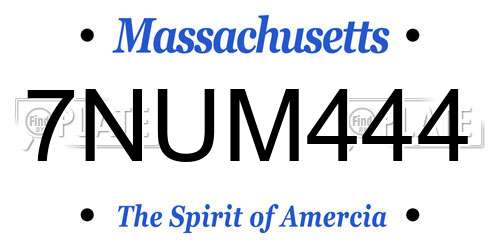 7NUM444 Massachusetts License Plate