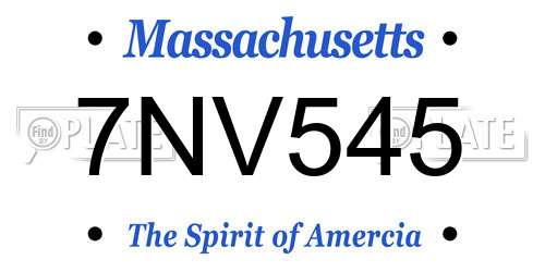 7NV545 Massachusetts License Plate