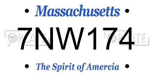 7NW174 Massachusetts License Plate