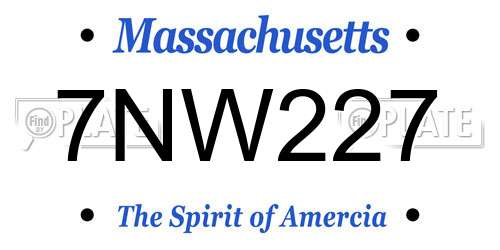 7NW227 Massachusetts License Plate