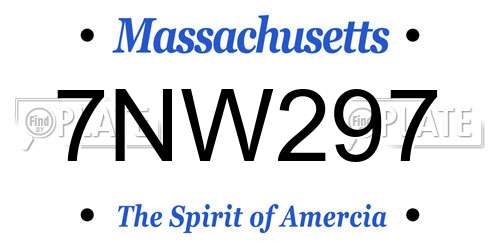 7NW297 Massachusetts License Plate