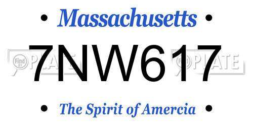 7NW617 Massachusetts License Plate