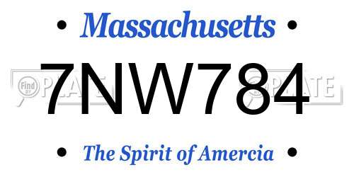 7NW784 Massachusetts License Plate