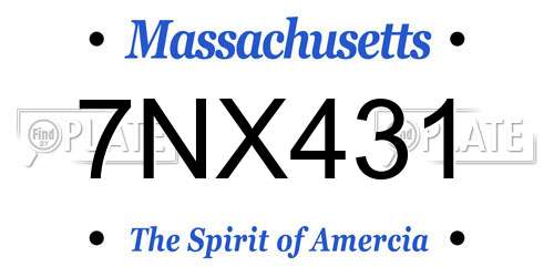 7NX431 Massachusetts License Plate
