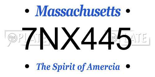 7NX445 Massachusetts License Plate