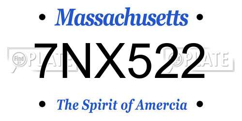 7NX522 Massachusetts License Plate