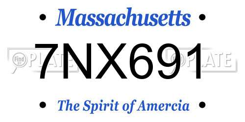 7NX691 Massachusetts License Plate