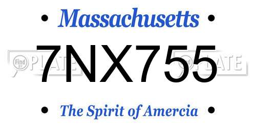 7NX755 Massachusetts License Plate