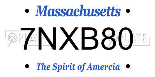 7NXB80 Massachusetts License Plate