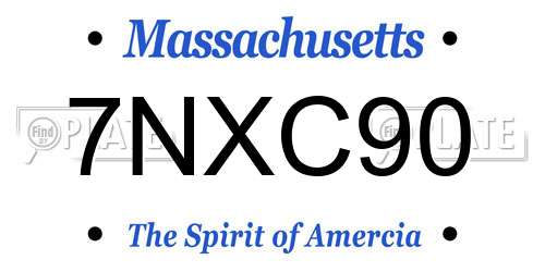 7NXC90 Massachusetts License Plate
