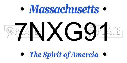 7NXG91 Massachusetts License Plate