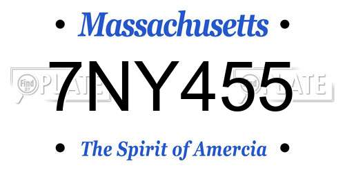 7NY455 Massachusetts License Plate