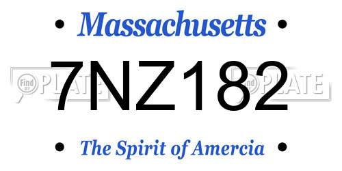 7NZ182 Massachusetts License Plate