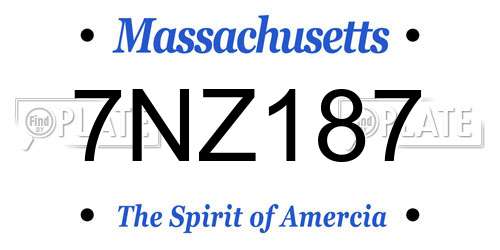 7NZ187 Massachusetts License Plate