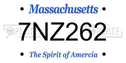 7NZ262 Massachusetts License Plate