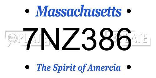 7NZ386 Massachusetts License Plate