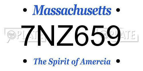 7NZ659 Massachusetts License Plate