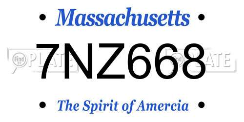 7NZ668 Massachusetts License Plate