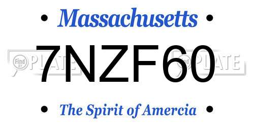 7NZF60 Massachusetts License Plate