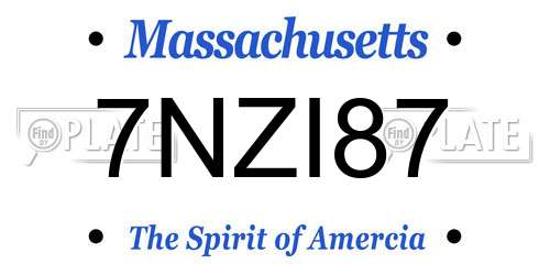 7NZI87 Massachusetts License Plate
