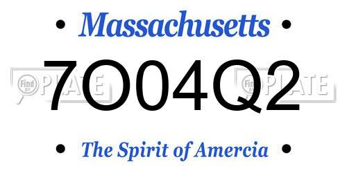 7O04Q2 Massachusetts License Plate