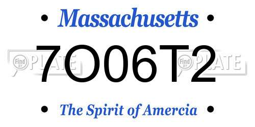7O06T2 Massachusetts License Plate