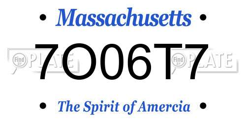 7O06T7 Massachusetts License Plate
