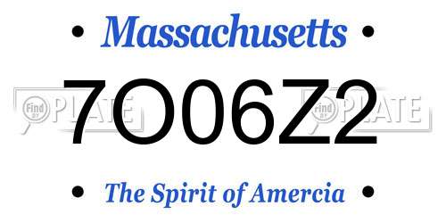 7O06Z2 Massachusetts License Plate