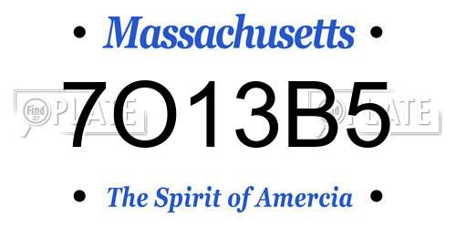 7O13B5 Massachusetts License Plate