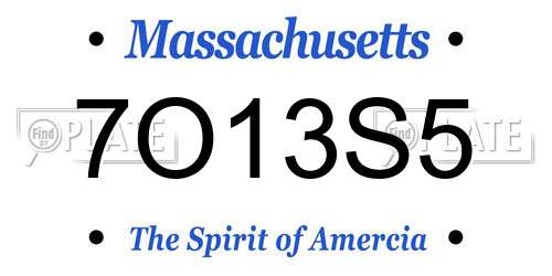 7O13S5 Massachusetts License Plate