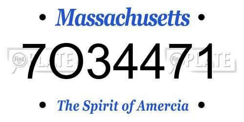 7O34471 Massachusetts License Plate