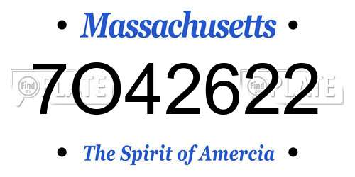 7O42622 Massachusetts License Plate