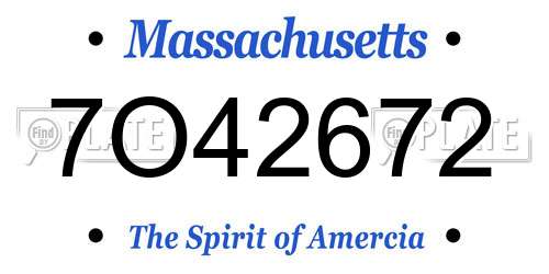 7O42672 Massachusetts License Plate