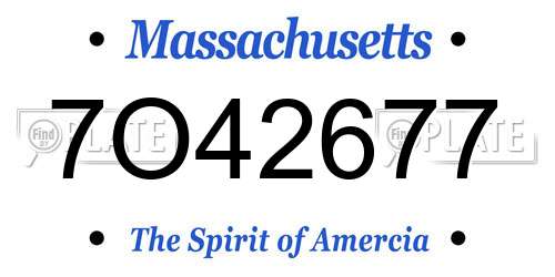 7O42677 Massachusetts License Plate