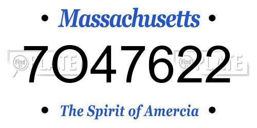 7O47622 Massachusetts License Plate