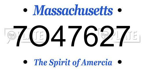 7O47627 Massachusetts License Plate