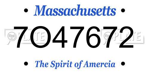 7O47672 Massachusetts License Plate