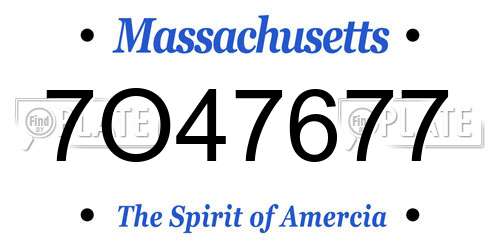 7O47677 Massachusetts License Plate